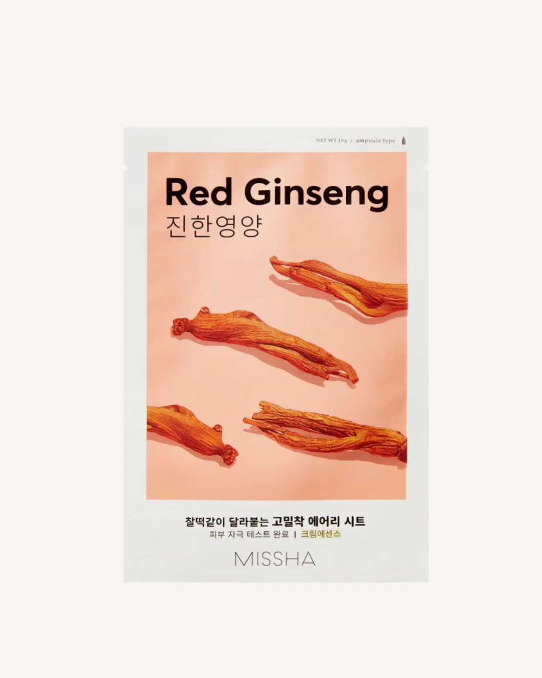 MISSHA Airy Fit Sheet Mask Red Ginseng | Nutrición, firmeza y vitalidad