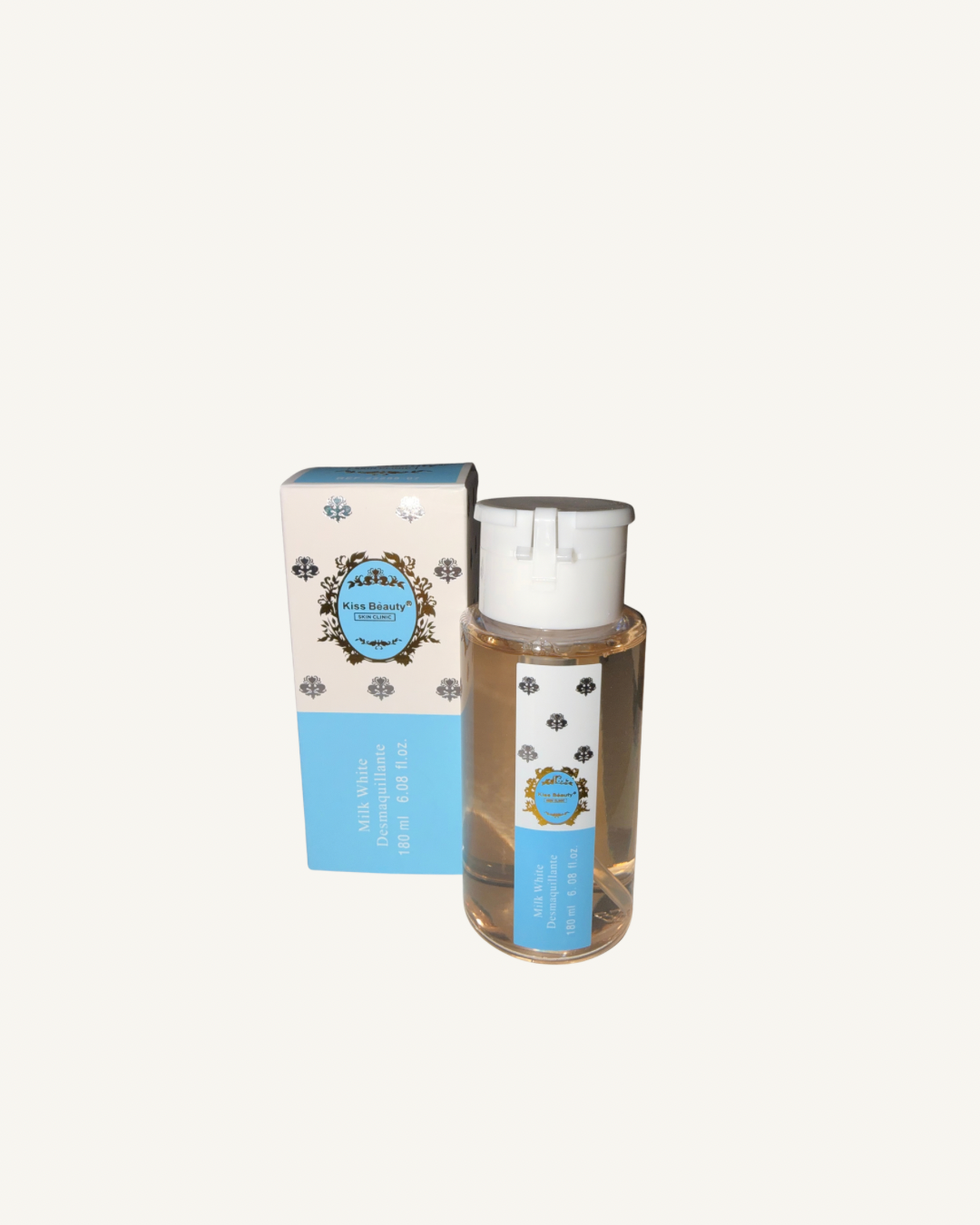 Desmaquillante Milk White Kiss Beauty 180 ml – Limpiador Facial con Ácido Hialurónico