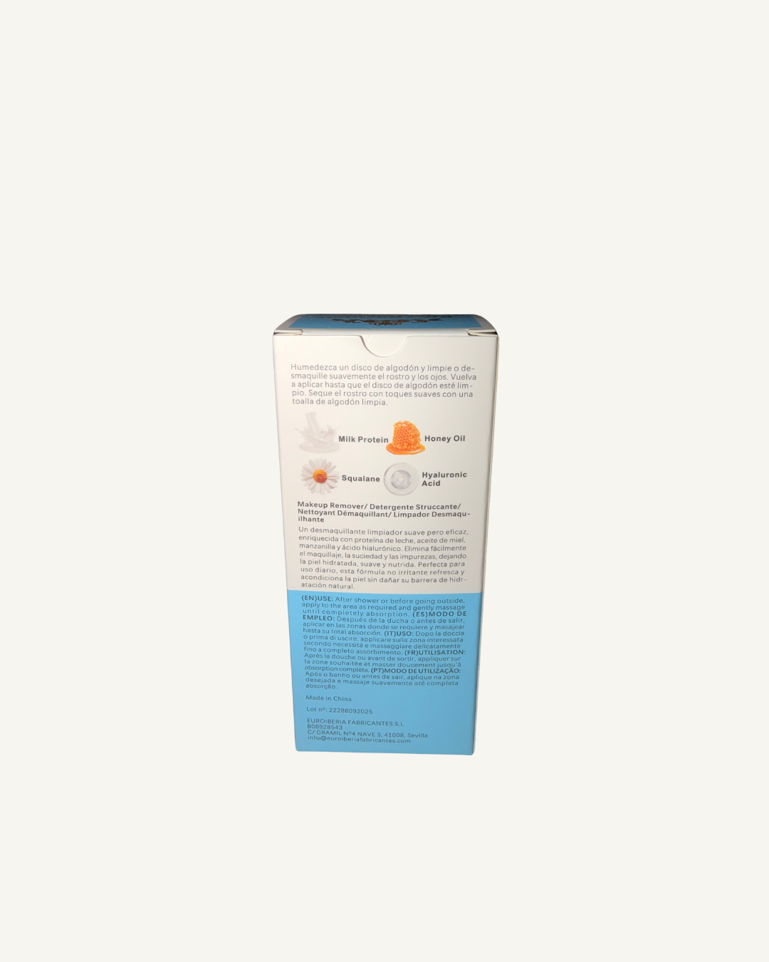 Desmaquillante Milk White Kiss Beauty 180 ml – Limpiador Facial con Ácido Hialurónico