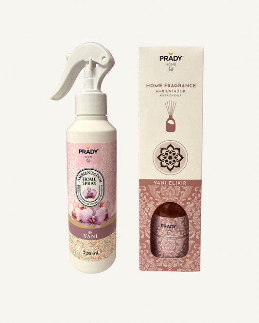 Pack Ambientadores Prady Home Yani + Yani Elixir – Spray 220 ml + Mikado 100 ml